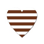 Horizontal Stripes - White and Auburn Brown Magnet (Heart)