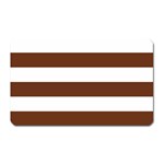 Horizontal Stripes - White and Auburn Brown Magnet (Rectangular)