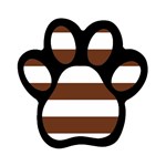 Horizontal Stripes - White and Auburn Brown Magnet (Paw Print)
