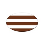Horizontal Stripes - White and Auburn Brown Sticker Oval (10 pack)