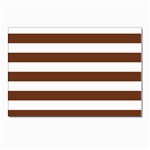 Horizontal Stripes - White and Auburn Brown Postcard 4  x 6 