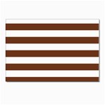 Horizontal Stripes - White and Auburn Brown Postcards 5  x 7  (Pkg of 10)