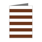 Horizontal Stripes - White and Auburn Brown Mini Greeting Card