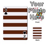Horizontal Stripes - White and Auburn Brown Playing Cards 54 Designs
