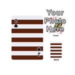 Horizontal Stripes - White and Auburn Brown Playing Cards 54 (Mini)