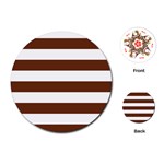Horizontal Stripes - White and Auburn Brown Playing Cards (Round)