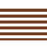 Horizontal Stripes - White and Auburn Brown Birthday Cake 3D Greeting Card (7x5)