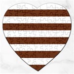 Horizontal Stripes - White and Auburn Brown Jigsaw Puzzle (Heart)