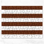 Horizontal Stripes - White and Auburn Brown Jigsaw Puzzle (Rectangular)