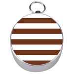 Horizontal Stripes - White and Auburn Brown Silver Compass
