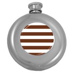 Horizontal Stripes - White and Auburn Brown Hip Flask (5 oz)
