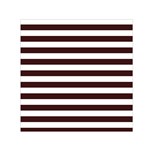 Horizontal Stripes - White and Dark Sienna Brown Small Satin Scarf  (Square)