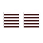 Horizontal Stripes - White and Dark Sienna Brown Cufflinks (Square)