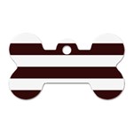 Horizontal Stripes - White and Dark Sienna Brown Dog Tag Bone (One Side)