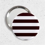 Horizontal Stripes - White and Dark Sienna Brown 2.25  Handbag Mirror