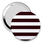 Horizontal Stripes - White and Dark Sienna Brown 3  Handbag Mirror