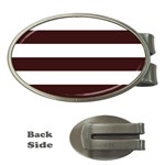 Horizontal Stripes - White and Dark Sienna Brown Money Clip (Oval)