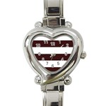 Horizontal Stripes - White and Dark Sienna Brown Heart Italian Charm Watch
