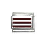Horizontal Stripes - White and Dark Sienna Brown Italian Charm (9mm)
