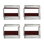 Horizontal Stripes - White and Dark Sienna Brown 9mm Italian Charm (4 pack)