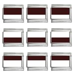 Horizontal Stripes - White and Dark Sienna Brown 9mm Italian Charm (9 pack)