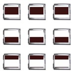 Horizontal Stripes - White and Dark Sienna Brown Mega Link Italian Charm (9 pack)