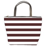 Horizontal Stripes - White and Dark Sienna Brown Bucket Bag