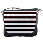 Horizontal Stripes - White and Dark Sienna Brown Messenger Bag