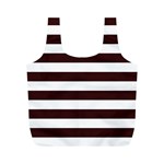 Horizontal Stripes - White and Dark Sienna Brown Full Print Recycle Bag (M)