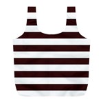 Horizontal Stripes - White and Dark Sienna Brown Full Print Recycle Bag (L)