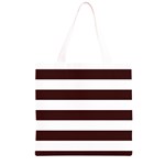 Horizontal Stripes - White and Dark Sienna Brown Grocery Light Tote Bag