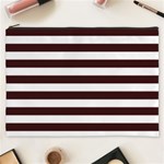 Horizontal Stripes - White and Dark Sienna Brown Cosmetic Bag (XXXL)