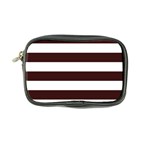 Horizontal Stripes - White and Dark Sienna Brown Coin Purse