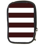 Horizontal Stripes - White and Dark Sienna Brown Compact Camera Leather Case