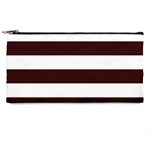 Horizontal Stripes - White and Dark Sienna Brown Pencil Case