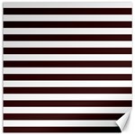 Horizontal Stripes - White and Dark Sienna Brown Canvas 16  x 16 