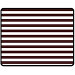 Horizontal Stripes - White and Dark Sienna Brown Fleece Blanket (Medium) (One Side)