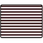 Horizontal Stripes - White and Dark Sienna Brown Double Sided Fleece Blanket (Medium) (Two Sides)