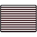 Horizontal Stripes - White and Dark Sienna Brown Double Sided Fleece Blanket (Large) (Two Sides)