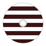 Horizontal Stripes - White and Dark Sienna Brown CD Wall Clock
