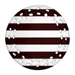 Horizontal Stripes - White and Dark Sienna Brown Ornament (Round Filigree)