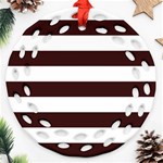 Horizontal Stripes - White and Dark Sienna Brown Round Filigree Ornament (Two Sides)