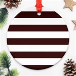 Horizontal Stripes - White and Dark Sienna Brown Ornament (Round)