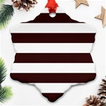 Horizontal Stripes - White and Dark Sienna Brown Ornament (Snowflake)