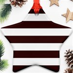 Horizontal Stripes - White and Dark Sienna Brown Star Ornament (Two Sides)