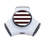 Horizontal Stripes - White and Dark Sienna Brown Portable USB Hub (One Side)