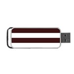 Horizontal Stripes - White and Dark Sienna Brown Portable USB Flash (Two Sides)