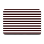 Horizontal Stripes - White and Dark Sienna Brown Small Doormat
