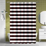Horizontal Stripes - White and Dark Sienna Brown Shower Curtain 48  x 72  (Small)