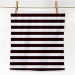 Horizontal Stripes - White and Dark Sienna Brown Face Towel